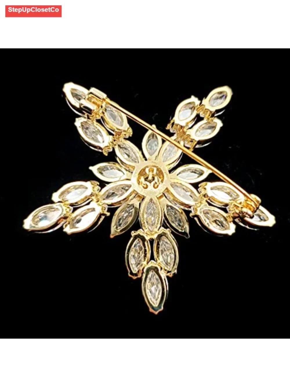 Gold-tone Star Brooch with Cubic Zirconia, Five-Point Star Pin
